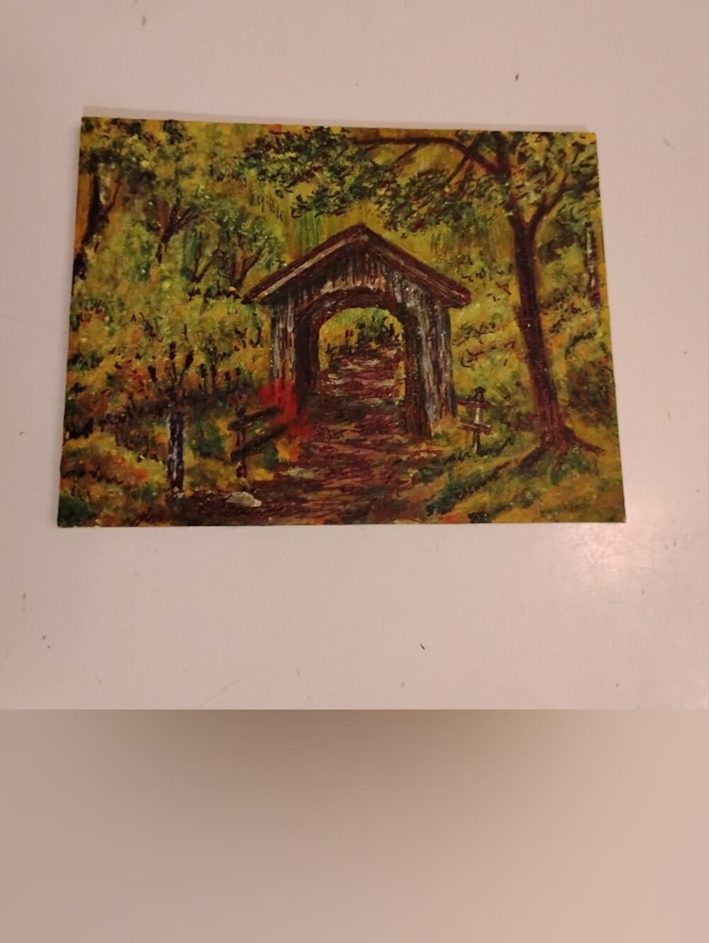 Miniature Hand-Painted Art Rural Arch Acrylic & Ink  3" x 2.25"